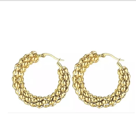 Boucles d'oreille pendantes d'acier inoxydable de boucles d'oreille de Huggie d'or de l'anniversaire 18K